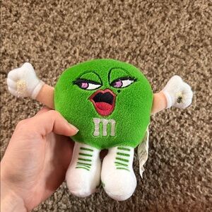 1998 vintage M&M'S Expressive Emerald Green Character Plush Toy